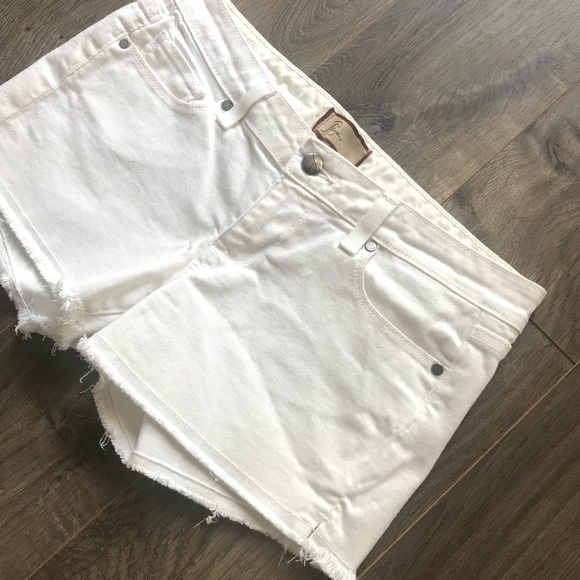Paige White Fringed Denim Shorts - Picture 3 of 7